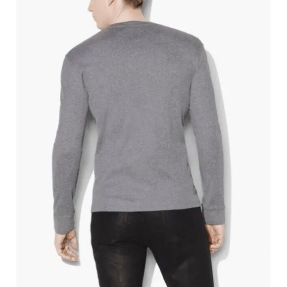 John Varvatos Men’s Size XL Gray Henley Ribbed Pullover Button Front Pima Cotton - Picture 2 of 13